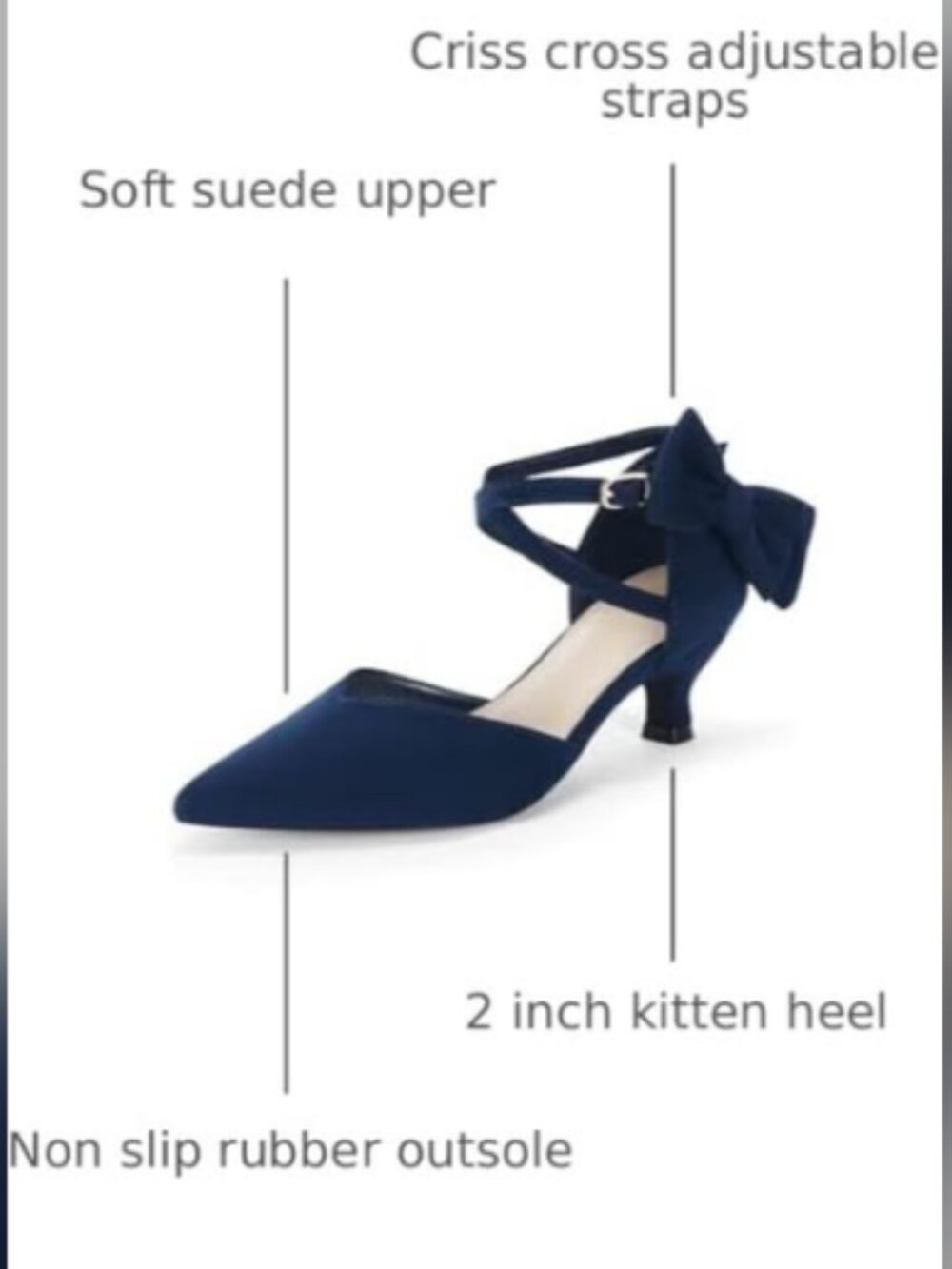 Navy Kitten Heels w/ Bows